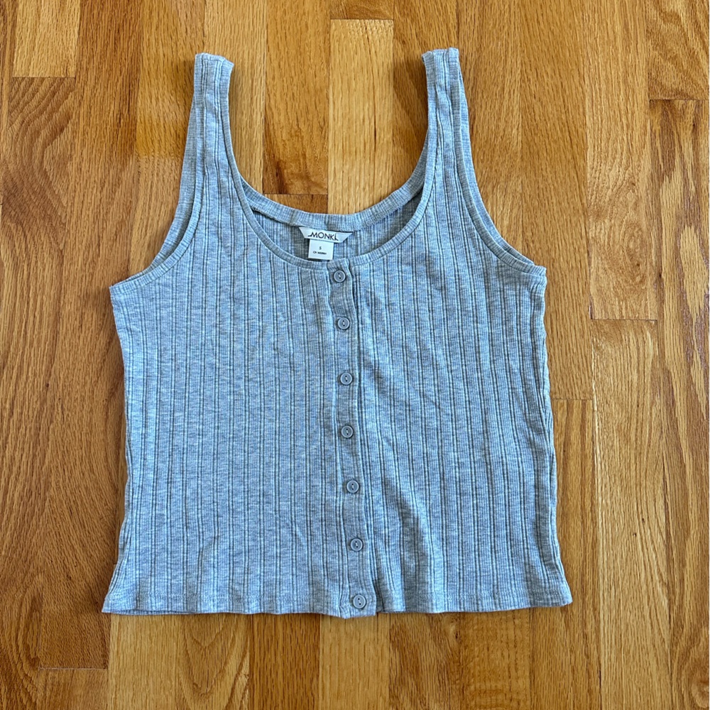 NWOT Monki Gray Ribbed Tank Top
